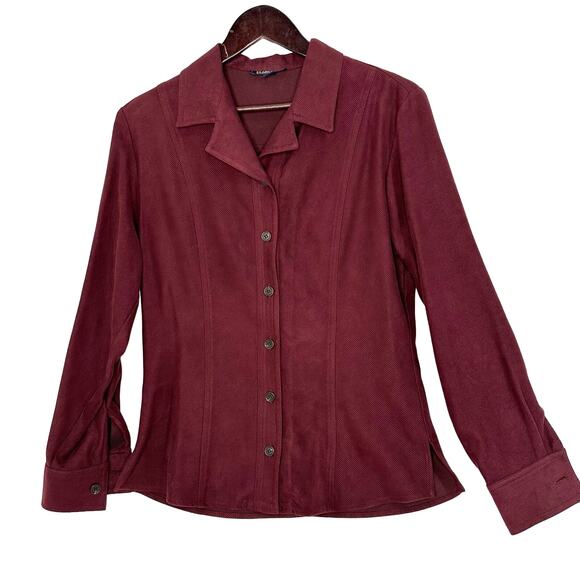 Vintage Harolds Plum Button Up Size 8 Warm Fall Blouse Cozy Business Casual Twee - Picture 1 of 4